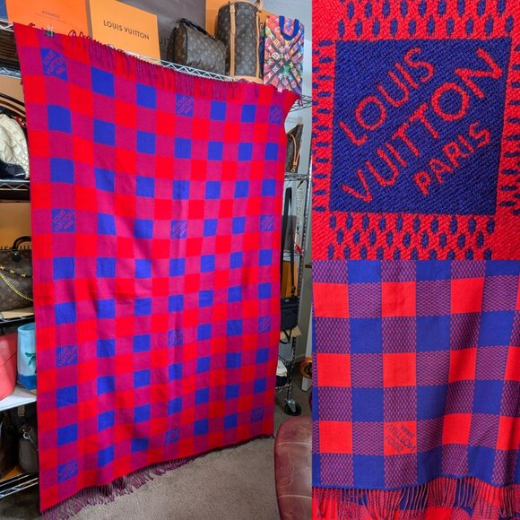 LOUIS VUITTON Damier Masai Large Wool Rug Blanket - RARE - Picture 16 of 16